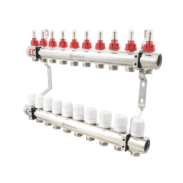 Коллектор теплого пола Polmark 1″3/4″ c 10 выходами, с р ...