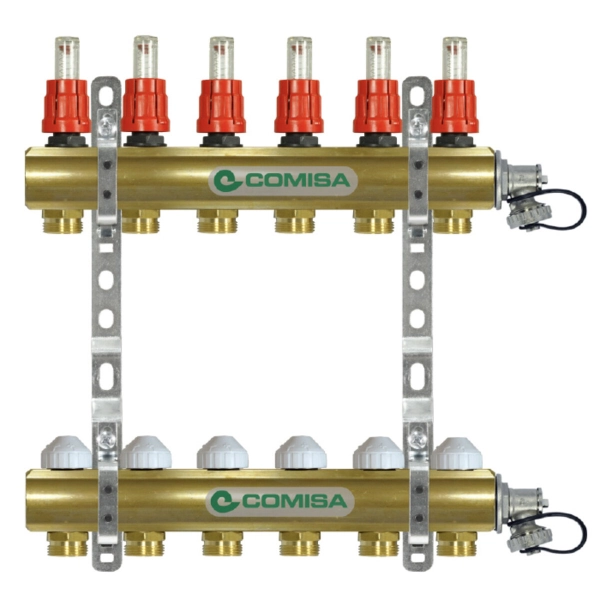 Коллектор теплого пола COMISA 3/4″ c 10 выходами, с расх ...