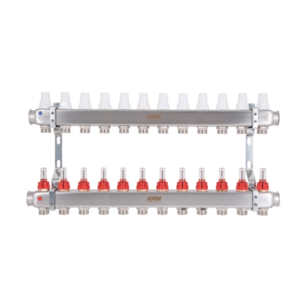 Коллектор теплого пола Icma 1″x3/4″ 12 выходов, с расход ...