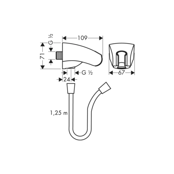Держатель для душа Hansgrohe Porter E латунь, хром (2750 ...