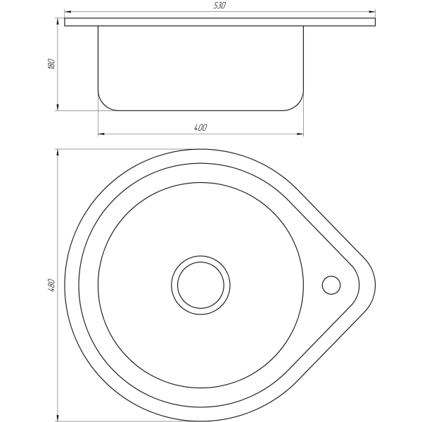 Кухонная мойка врезная MIRA Decor MR 530 D 530х180 кругл ...