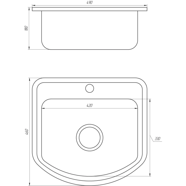 Кухонная мойка врезная MIRA Satin MR 4946 E 490х460 прям ...
