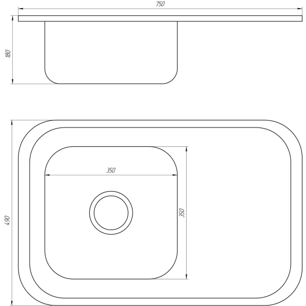 Кухонная мойка врезная MIRA Decor MR 7549 D 750х490 прям ...