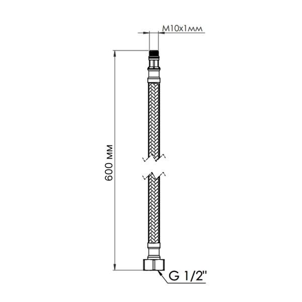 Шланг для смесителя Thermo Alliance Standart M10x1/2" ВВ ...