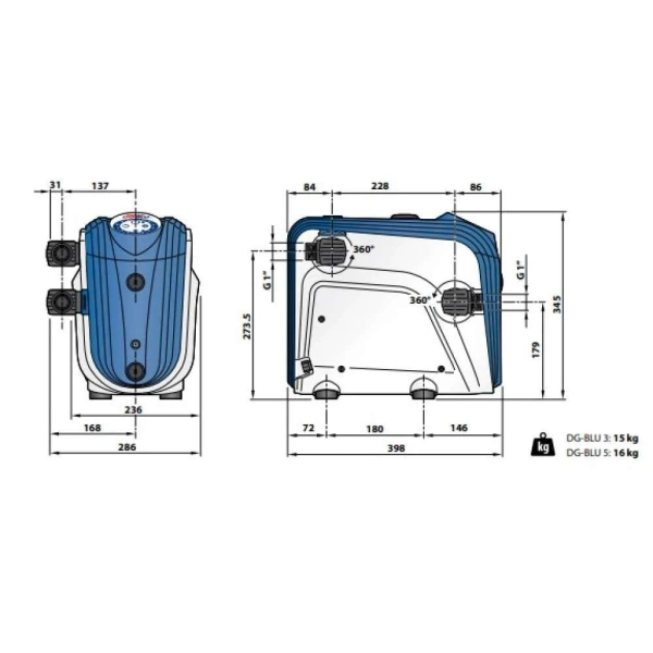 Насосная станция Pedrollo DG-Blu 5 220 В 1100 Вт Н 60 м  ...