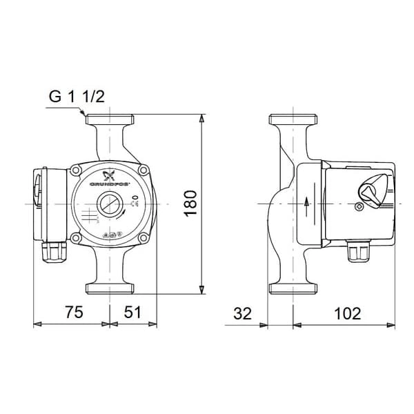 Циркуляционный насос Grundfos UPS 25-40-180 45 Вт H 4 м  ...