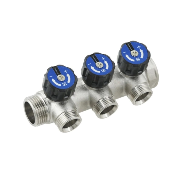 Коллектор для воды Raftec 1″х3/4″ с 3 выходами, латунь ( ...