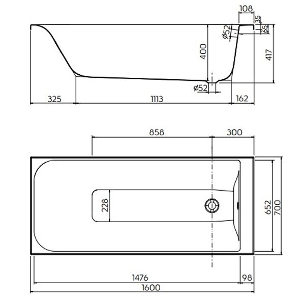 Ванна врезная Kolo Rekord 160x70 акриловая, белая глянце ...