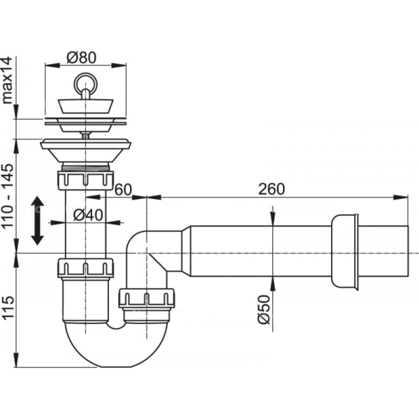 Сифон для мойки Alcaplast пластик, белый (A464-DN50)