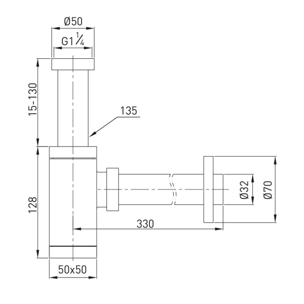 Сифон для раковины VOLLE 1 1/4″ латунь, черный (9000.094 ...