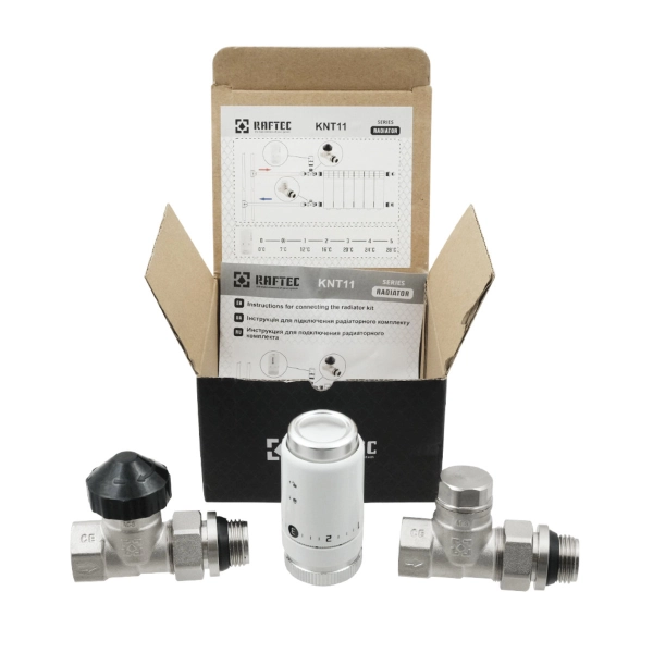 Термостатический комплект Raftec 1/2" НВ прямой, белый ( ...