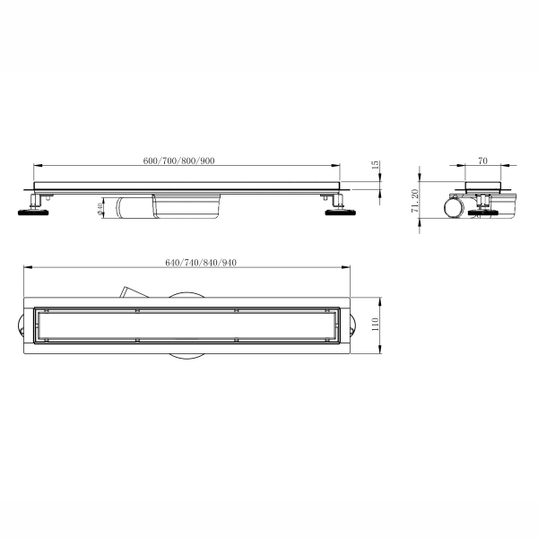 Трап для душа Volle Master Linea Capri 700 мм нержавеюща ...
