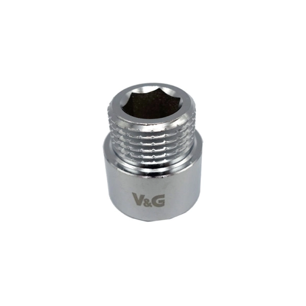 Удлинитель латунный V&G 1"x3/8" ВН хромированный
