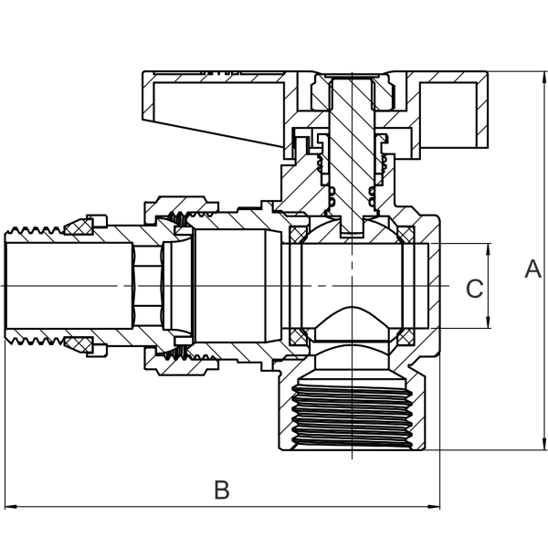 Кран с американкой ASG 3/4″ ВН угловой, латунь (6552971)
