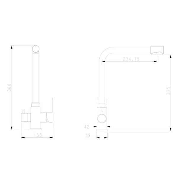 Смеситель для кухни Wezer PRO4C-02 на две воды, черный