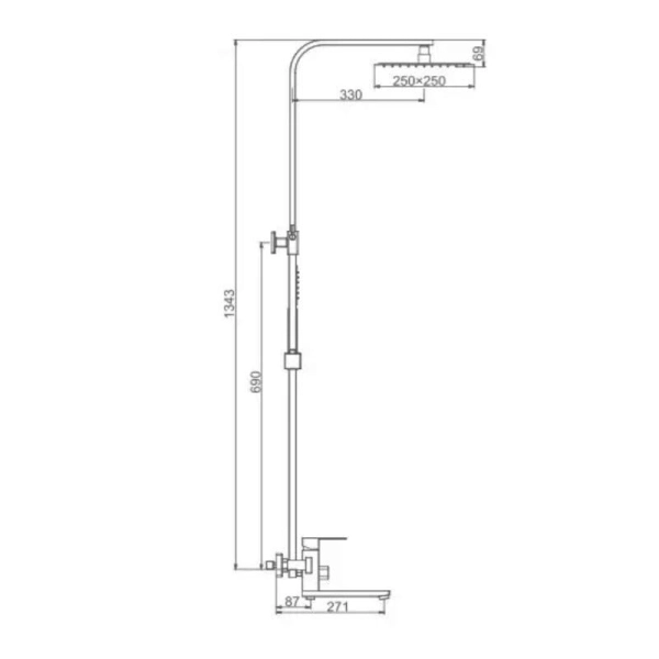 Душевая система Frap F24802-6 с регулировкой высоты, нер ...