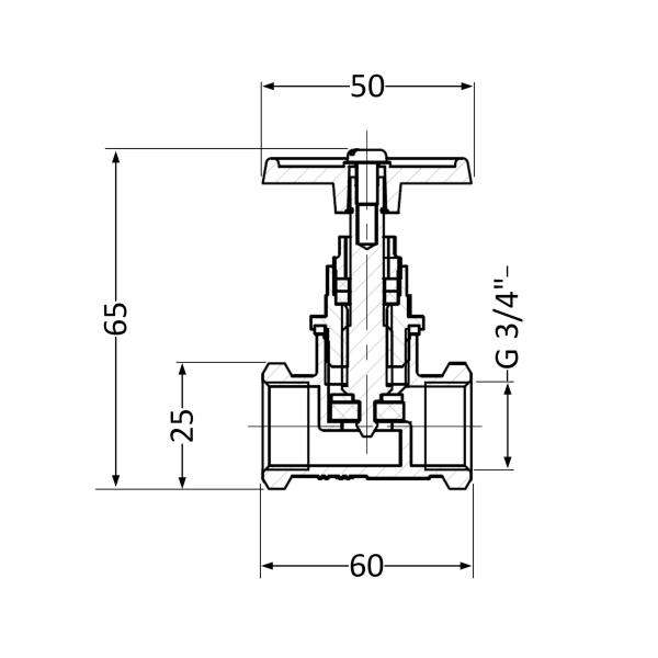 Вентиль латунный SD 20х3/4 ВР YA (SD20YA)