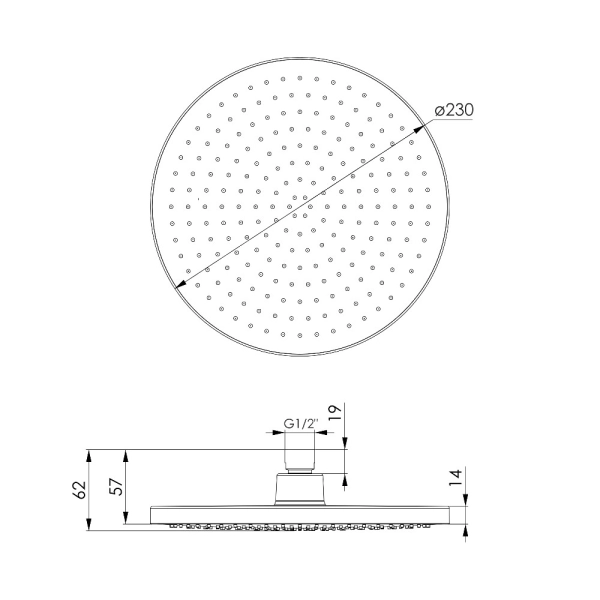 Лейка для верхнего душа Imprese LSR 230x230 пластик, хро ...